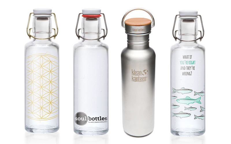 Trinkflaschen für unterwegs: am besten aus Edelstahl oder Glas