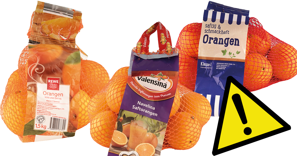 Öko-Test Produkte Pestiziden Alle mit belastet Orangen: konventionellen
