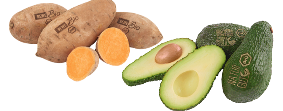 Rewe Laser-Label Obst Gemüse Bio