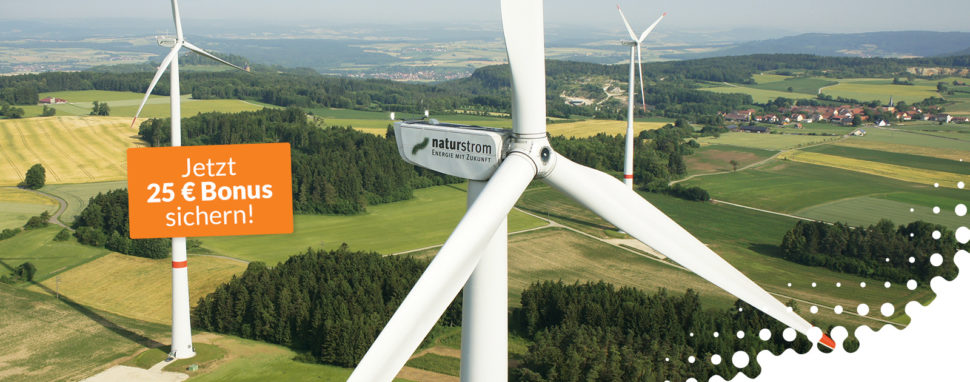So einfach geht Wechsel: Jetzt Ökostrom von naturstrom beziehen und 25 € sichern! naturstrom – 100 Prozent Ökostrom