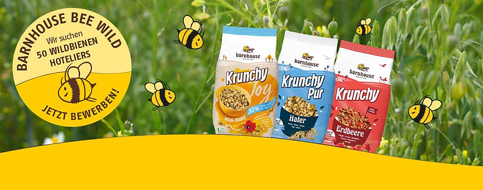 50 Bienen-Freunde gesucht – mach mit bei der Aktion Barnhouse BEE WILD! Barnhouse Wildbienen Aktion Gewinnspiel Krunchy
