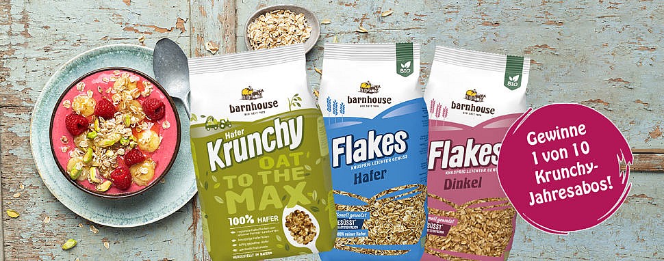 Knusper dich wach – Barnhouse macht dein Frühstück noch spannender! Barnhouse Gewinnspiel Krunchy Müsli Neuheiten Flakes Oat to the Max