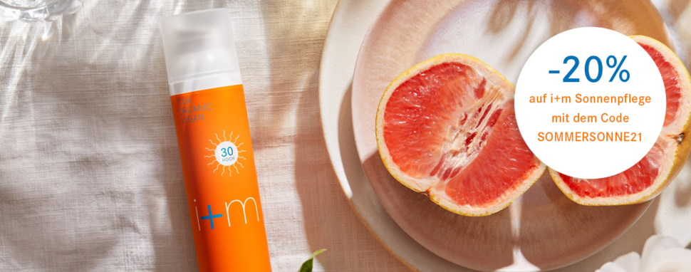 Entdecke die Sonnenpflege von i+m NATURKOSMETIK & erhalte 20 % Rabatt! i+m Bio-Sonnencreme