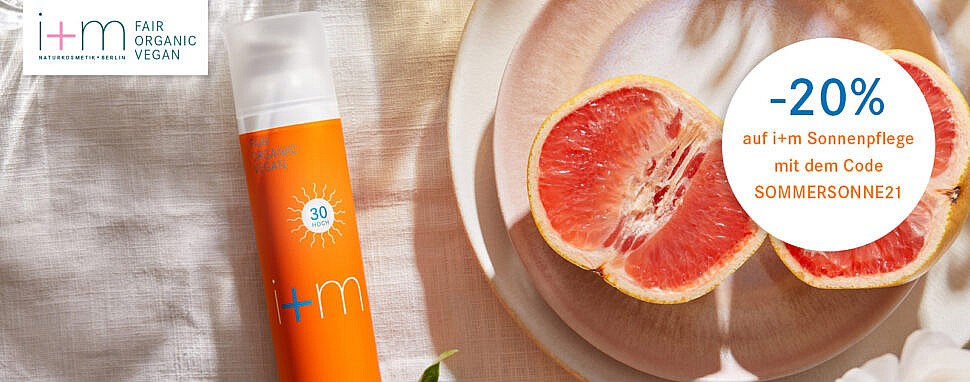 Entdecke die Sonnenpflege von i+m NATURKOSMETIK & erhalte 20 % Rabatt!