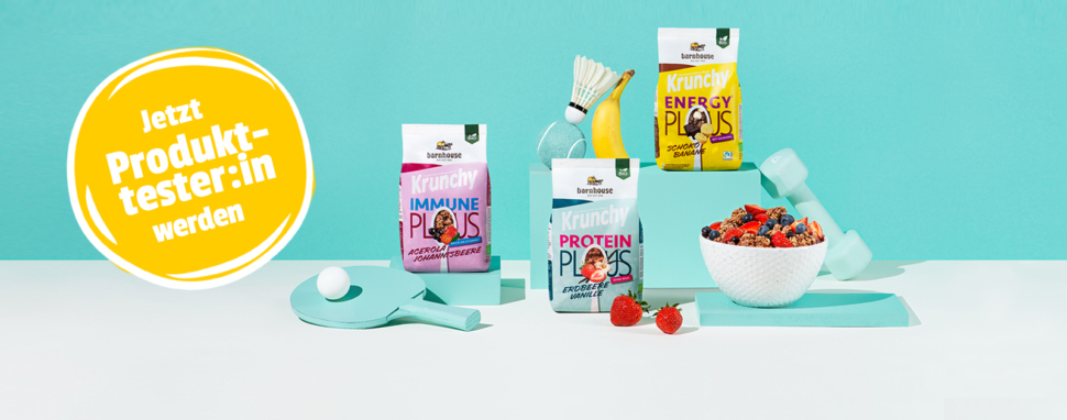 Teste die neuen Krunchys Plus Protein, Energy* & Immune von Barnhouse! krunchys Barnhouse müsli